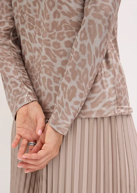 Maglia leopardata in fantasia lucida, bonprix