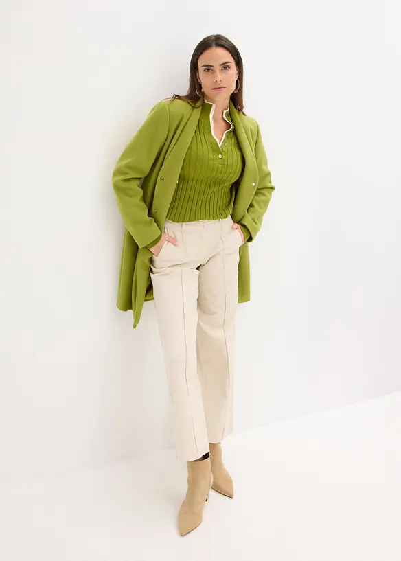 Maglione a coste con effetto 2 in 1 in filato fine di viscosa, bonprix