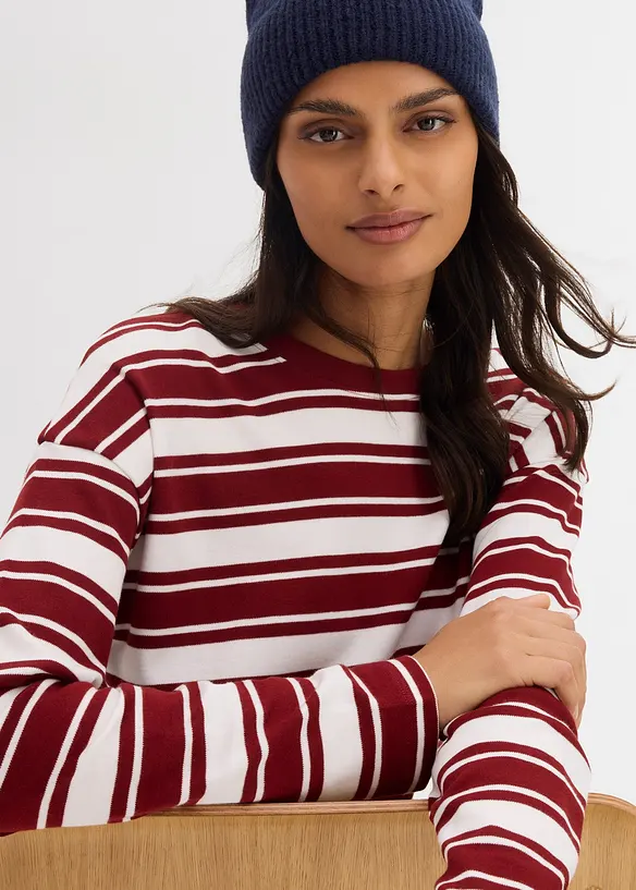 Maglia oversize in puro cotone a maniche lunghe, bonprix