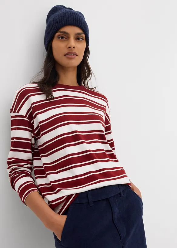 Maglia oversize in puro cotone a maniche lunghe, bonprix