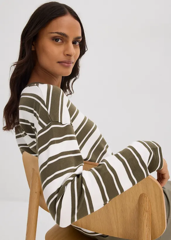 Maglia oversize in puro cotone a maniche lunghe, bonprix