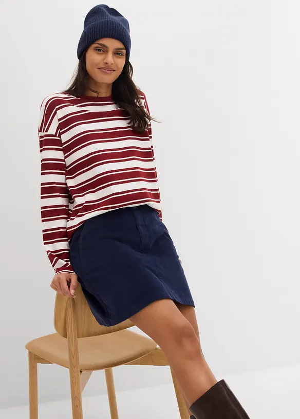 Maglia oversize in puro cotone a maniche lunghe, bonprix