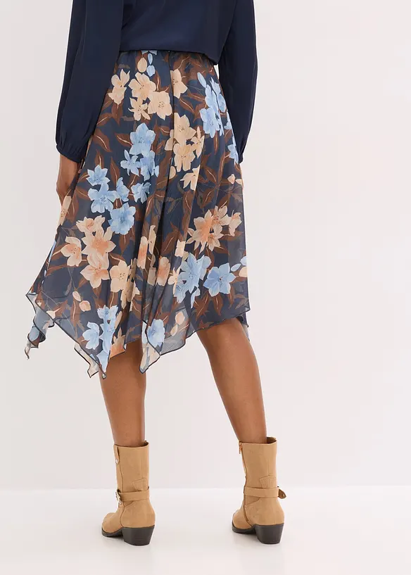 Gonna midi di chiffon con orlo asimmetrico, bonprix