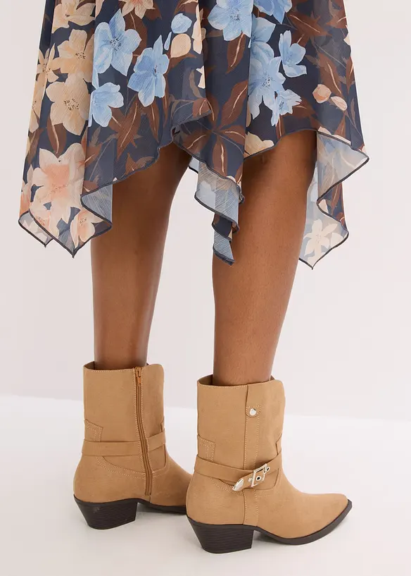 Gonna midi di chiffon con orlo asimmetrico, bonprix