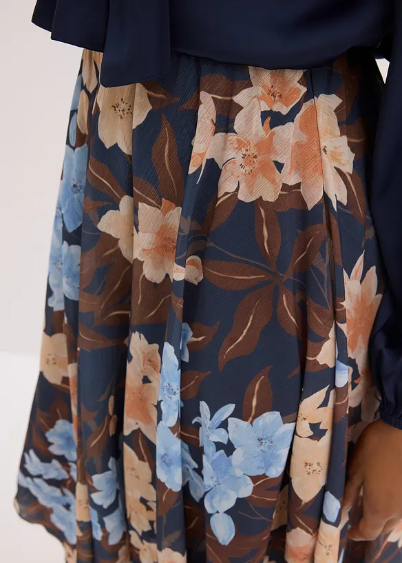 Gonna midi di chiffon con orlo asimmetrico, bonprix