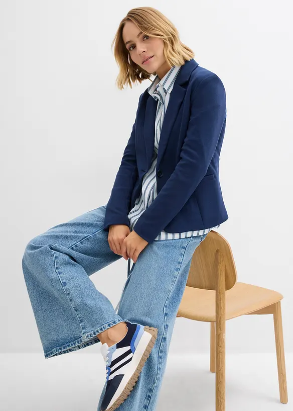 Blazer in felpa con viscosa fluente, bonprix