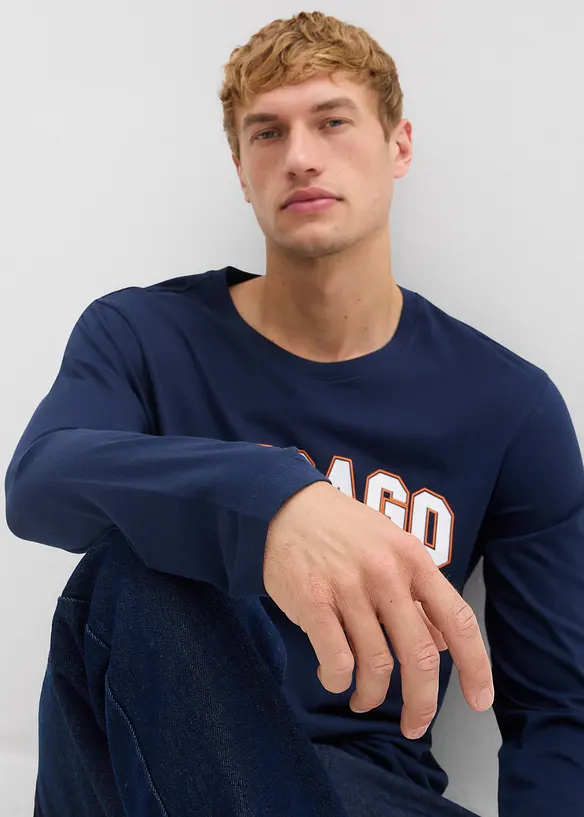 Maglia a maniche lunghe in puro cotone biologico (pacco da 2), bonprix