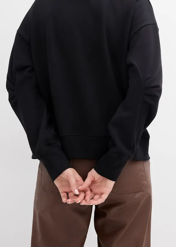 Felpa in cotone biologico con scollo ampio a coste, bonprix