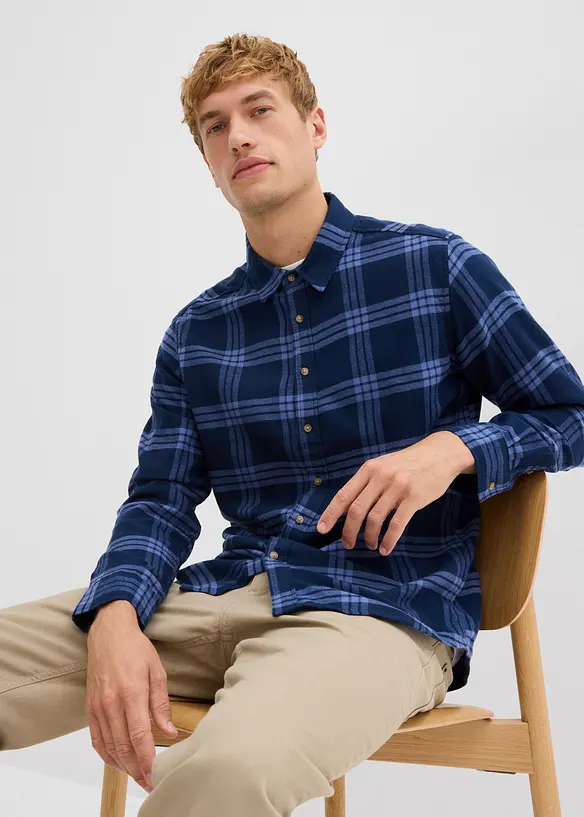 Camicia a maniche lunghe in flanella di puro cotone biologico, bonprix