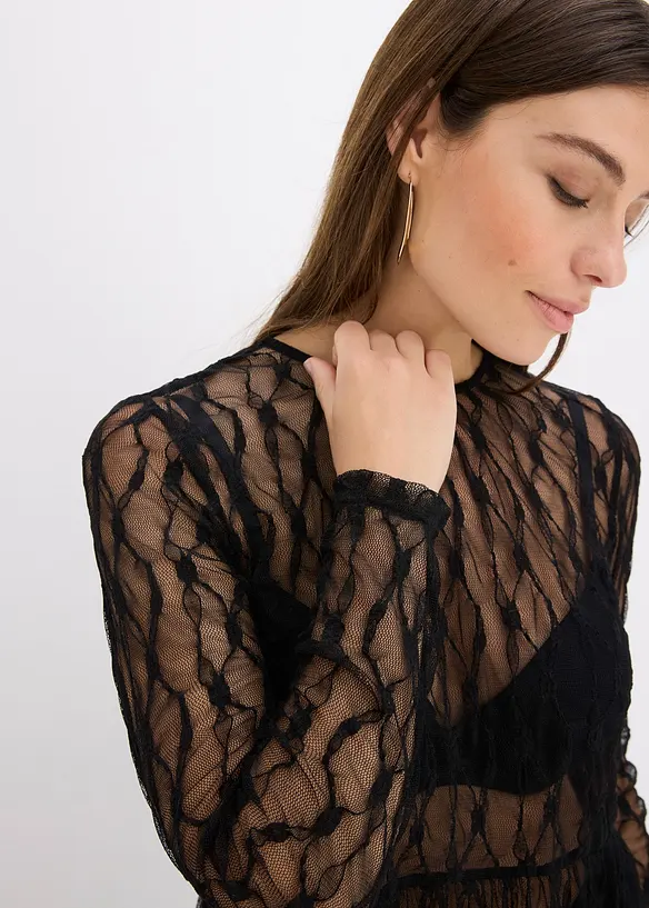 Maglia a maniche lunghe in pizzo, bonprix