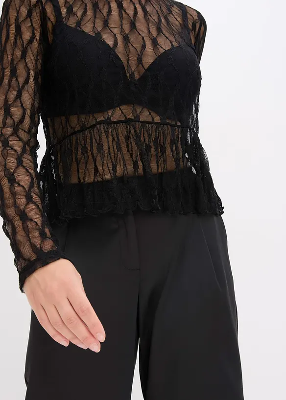 Maglia a maniche lunghe in pizzo, bonprix