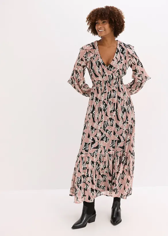 Abito di chiffon con volant, bonprix