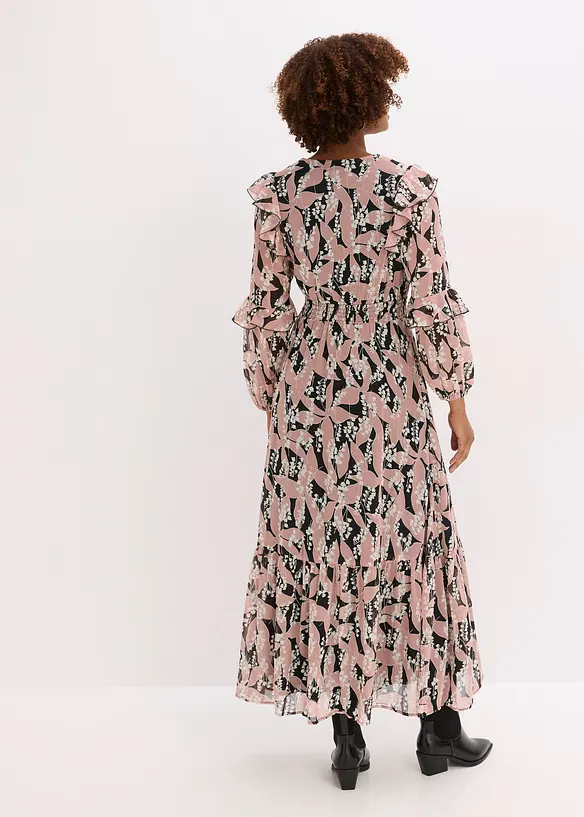 Abito di chiffon con volant, bonprix