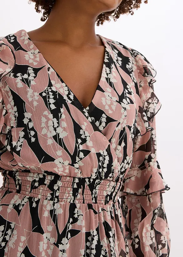 Abito di chiffon con volant, bonprix