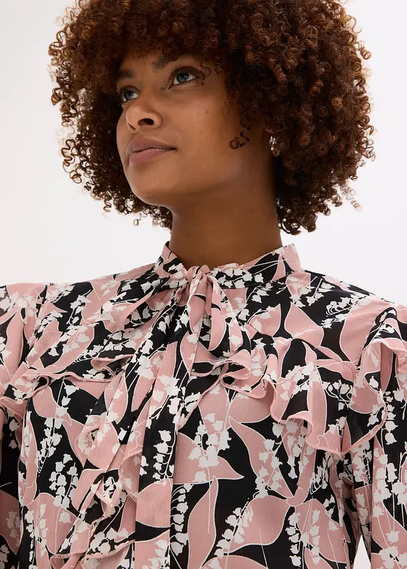 Camicetta di chiffon con volant, bonprix