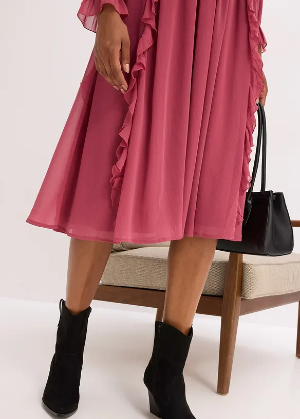 Abito di chiffon con volant, bonprix