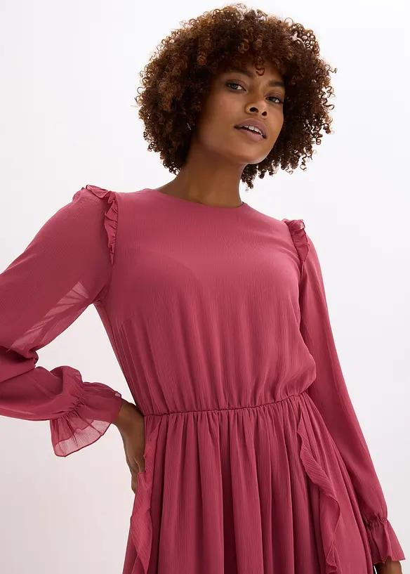 Abito di chiffon con volant, bonprix