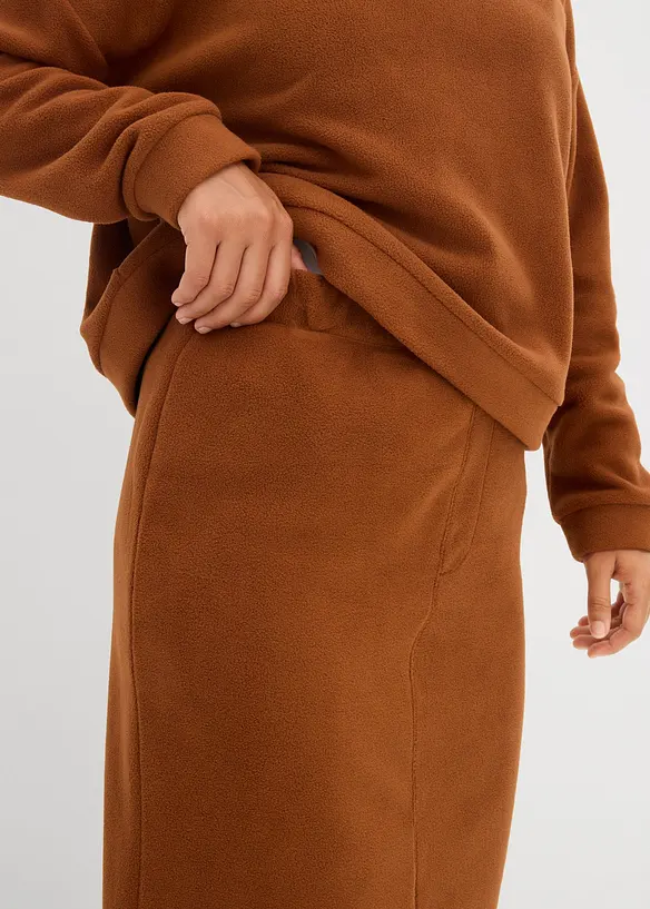 Gonna midi in felpa Polarfleece, bonprix