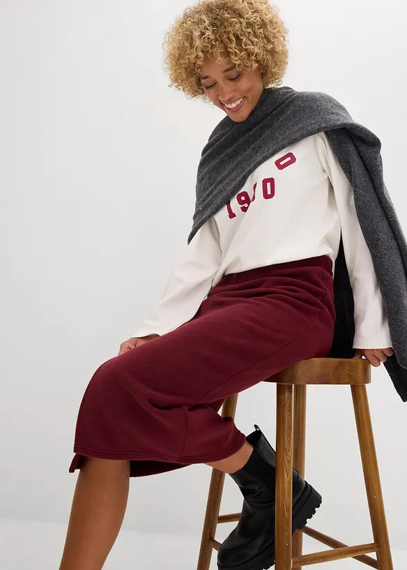 Gonna midi in felpa Polarfleece, bonprix