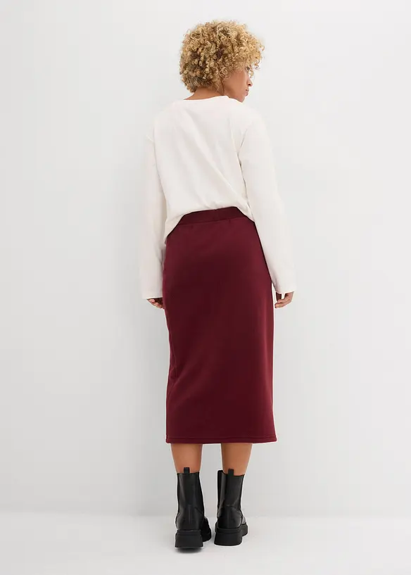 Gonna midi in felpa Polarfleece, bonprix
