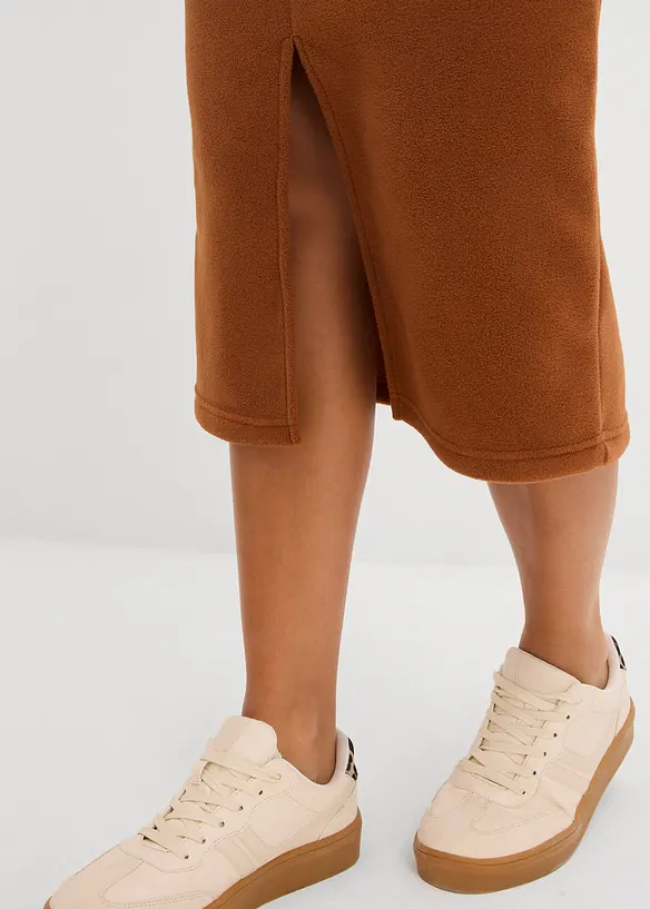 Gonna midi in felpa Polarfleece, bonprix