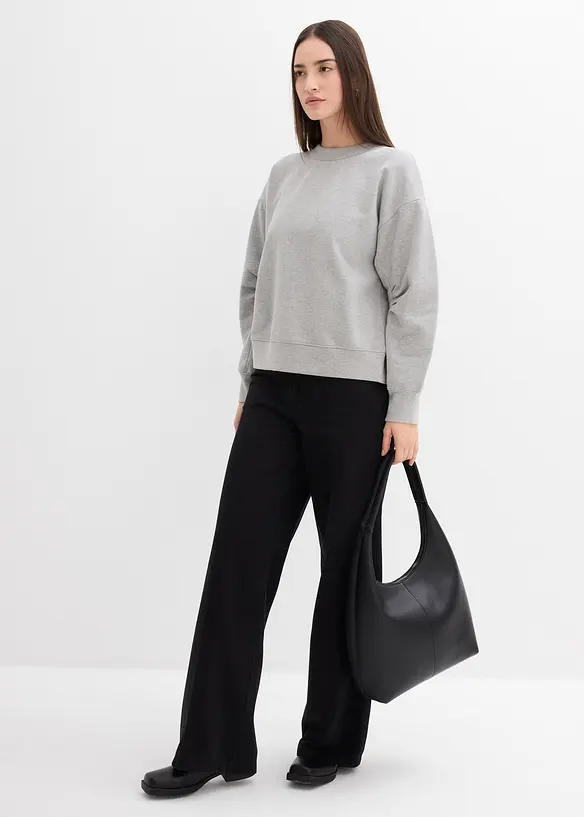 Felpa in cotone biologico con scollo ampio a coste, bonprix