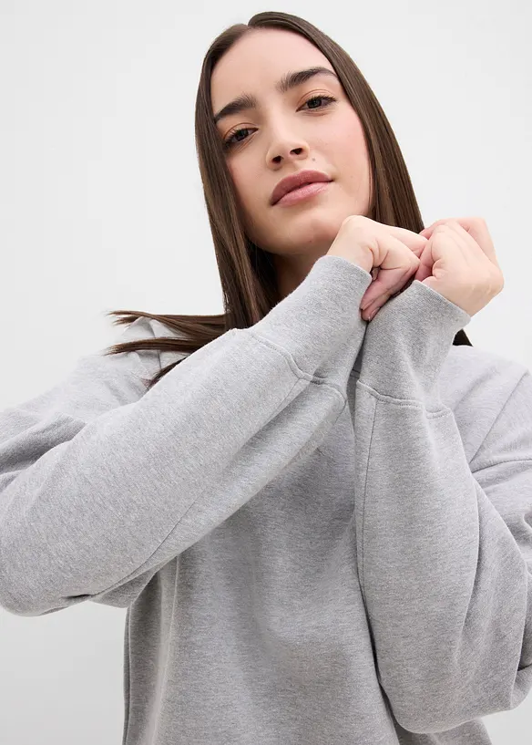 Felpa in cotone biologico con scollo ampio a coste, bonprix