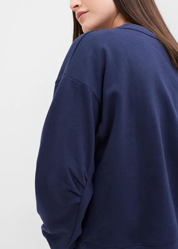 Felpa in cotone biologico con scollo ampio a coste, bonprix