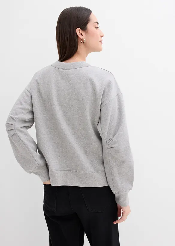 Felpa in cotone biologico con scollo ampio a coste, bonprix