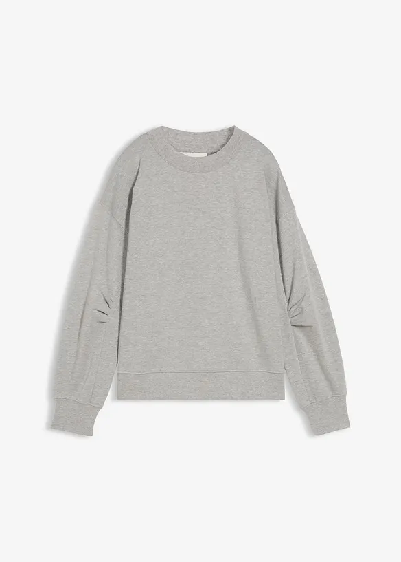 Felpa in cotone biologico con scollo ampio a coste, bonprix