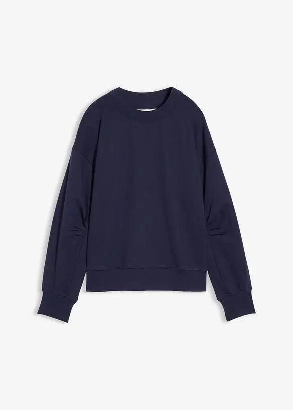 Felpa in cotone biologico con scollo ampio a coste, bonprix