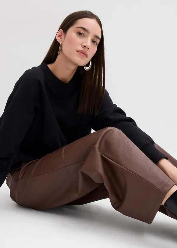 Felpa in cotone biologico con scollo ampio a coste, bonprix