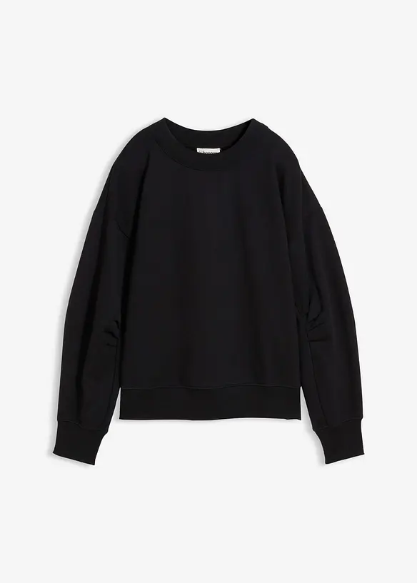 Felpa in cotone biologico con scollo ampio a coste, bonprix