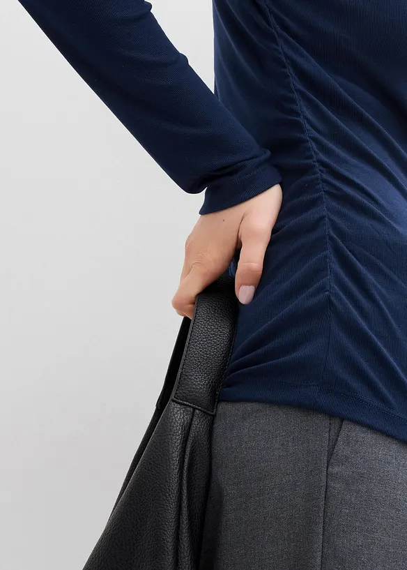 Maglia a costine con arricciatura, bonprix