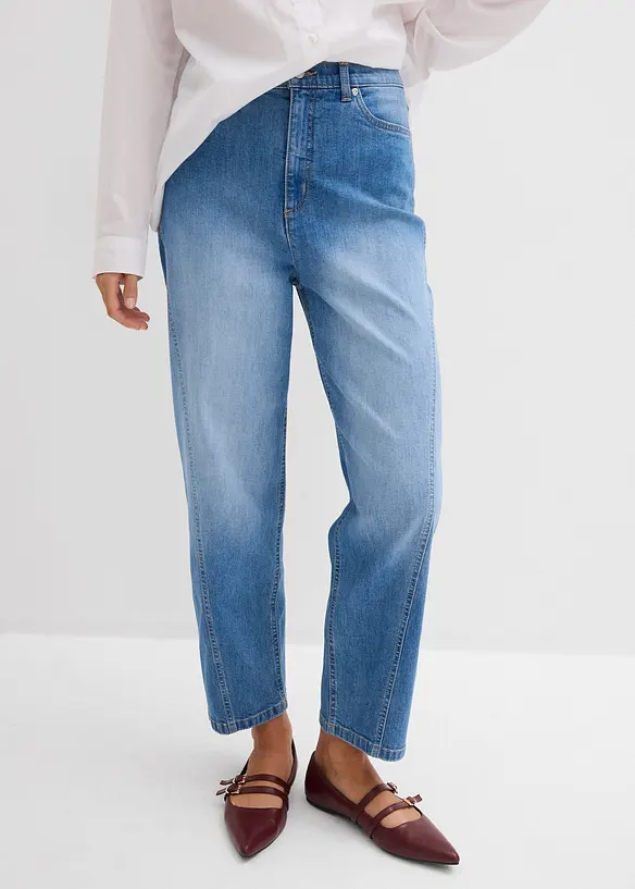 Jeans baggy, vita alta, bonprix