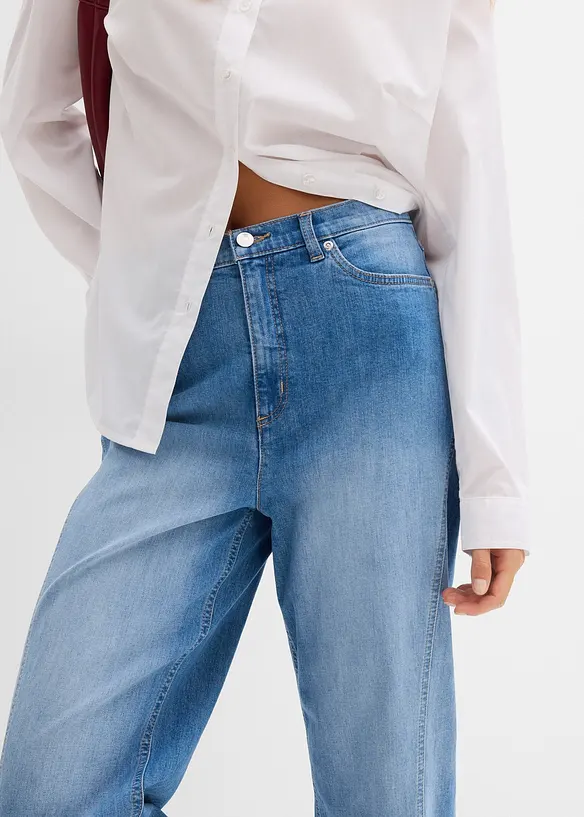 Jeans baggy, vita alta, bonprix