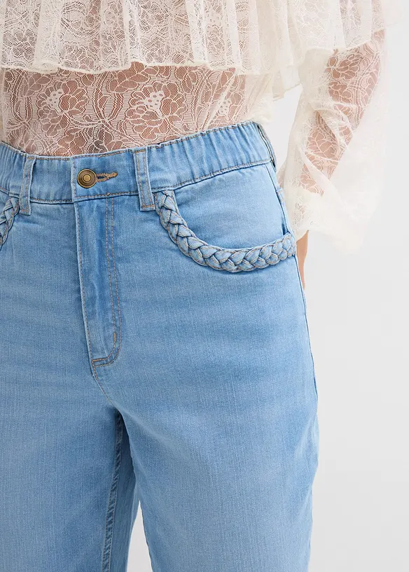 Jeans straight a vita alta con dettagli decorativi sulle tasche, bonprix