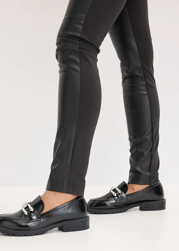 Pantaloni in similpelle di misto punto di Roma, bonprix