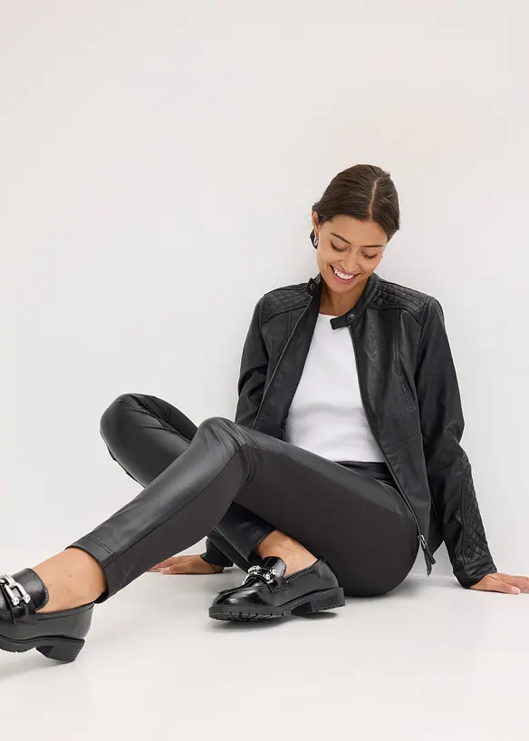 Pantaloni in similpelle di misto punto di Roma, bonprix