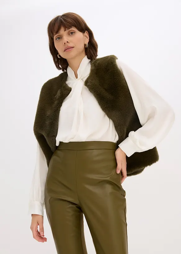 Pantaloni in similpelle di misto punto di Roma, bonprix