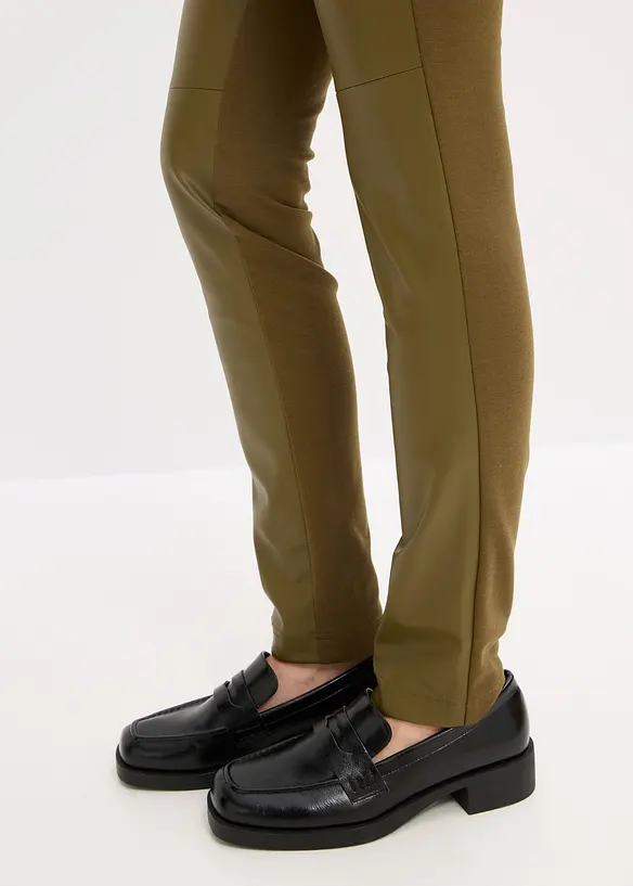 Pantaloni in similpelle di misto punto di Roma, bonprix