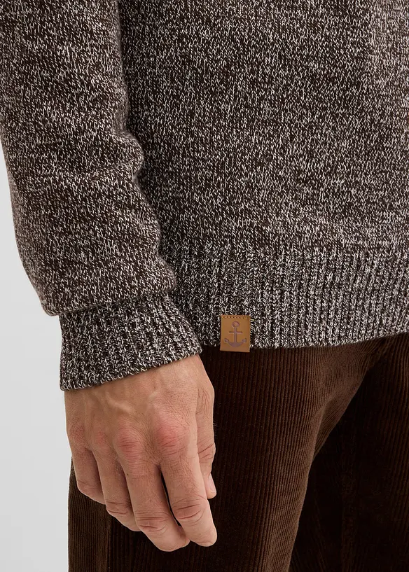 Maglione con mezza zip e puro cotone, bonprix