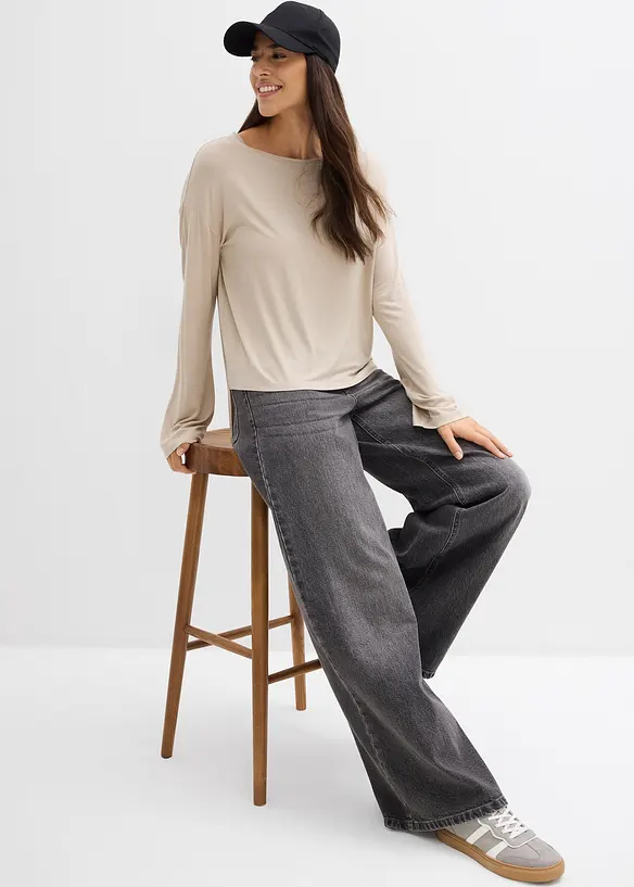 T-shirt oversize in fluido misto viscosa ed elastan, bonprix