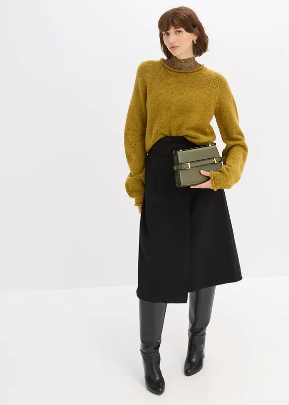 Gonna midi in misto viscosa, bonprix