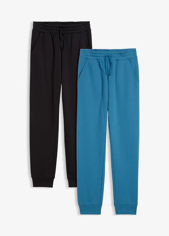 Pantaloni da jogging in misto cotone morbido (pacco da 2), bonprix