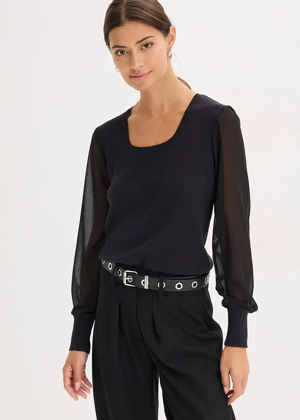 Maglione in filato fine di misto viscosa morbido, bonprix