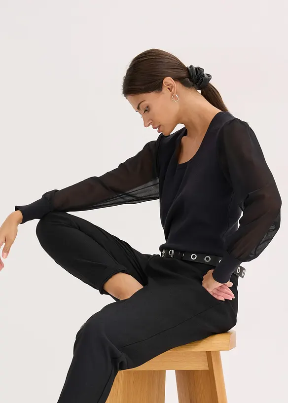 Maglione in filato fine di misto viscosa morbido, bonprix