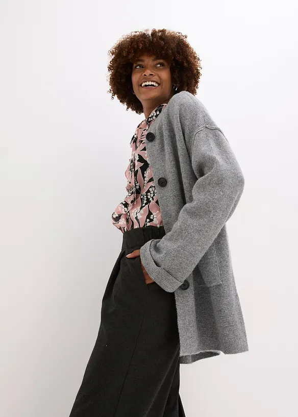 Maxi cardigan con cintura, bonprix
