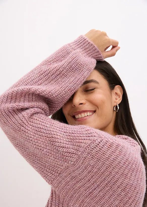 Cardigan corto con filato glitterato in misto lana, bonprix