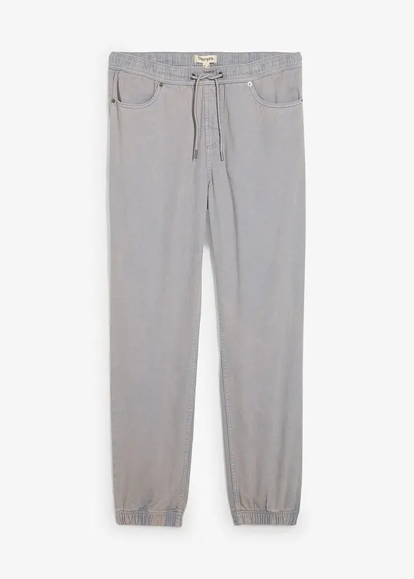Pantaloni svasati con elastico in vita in twill di puro cotone, relaxed fit, bonprix